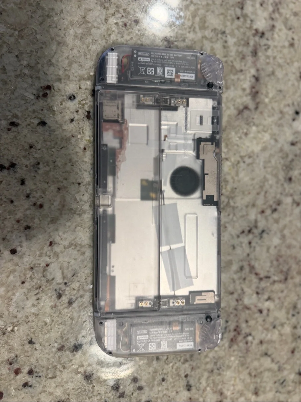 Nintendo Switch OLED Console with all original accessories CLEAR MODDED SHELL